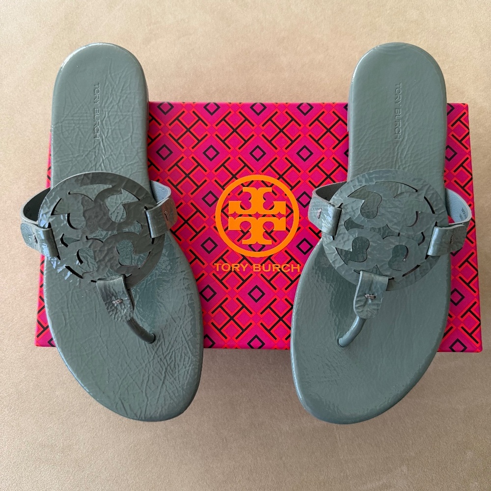 NIB! Tory Burch Miller Patent Leather Sandals; Size 9.